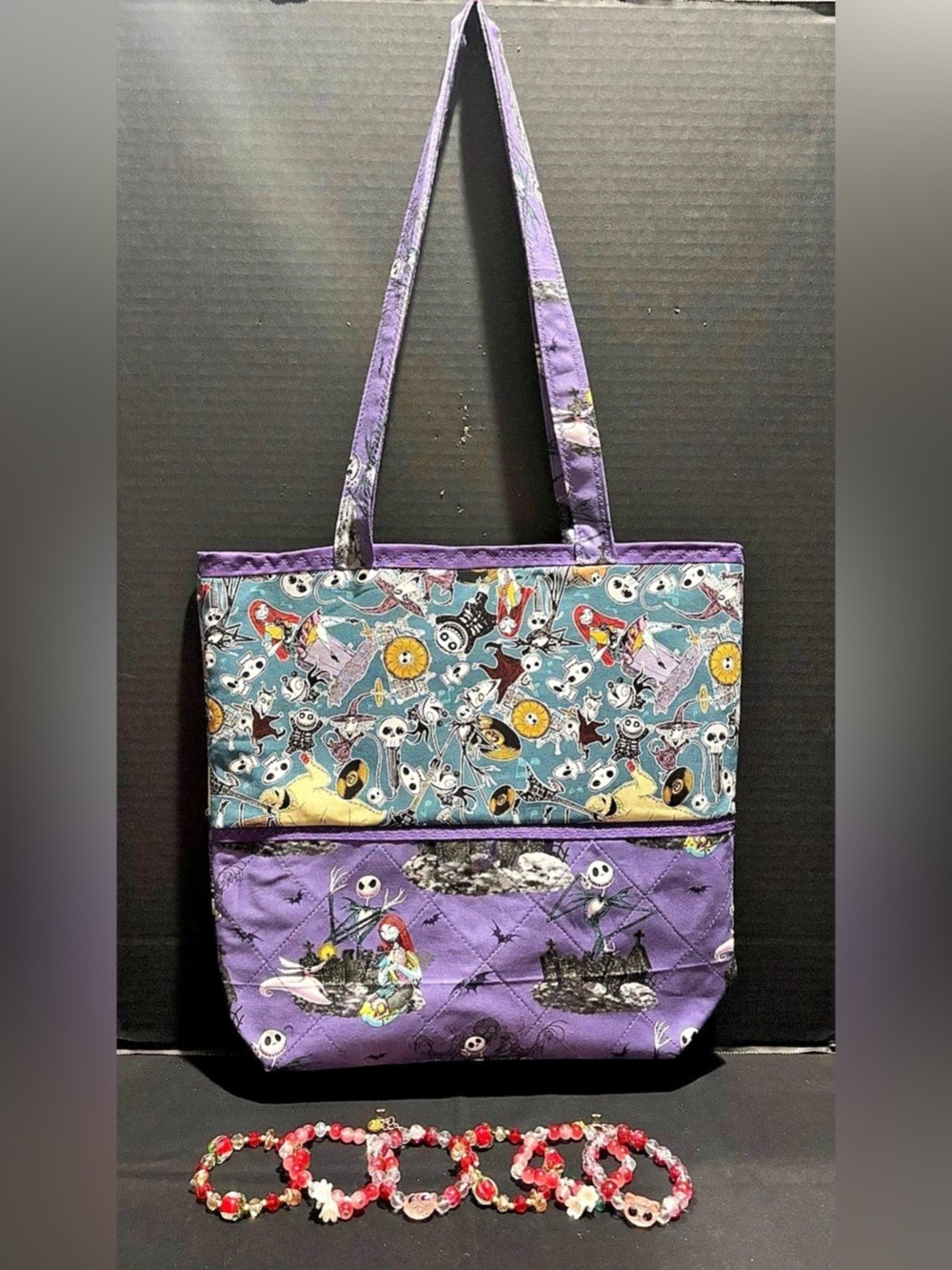 Purple & Blue Printed Tote